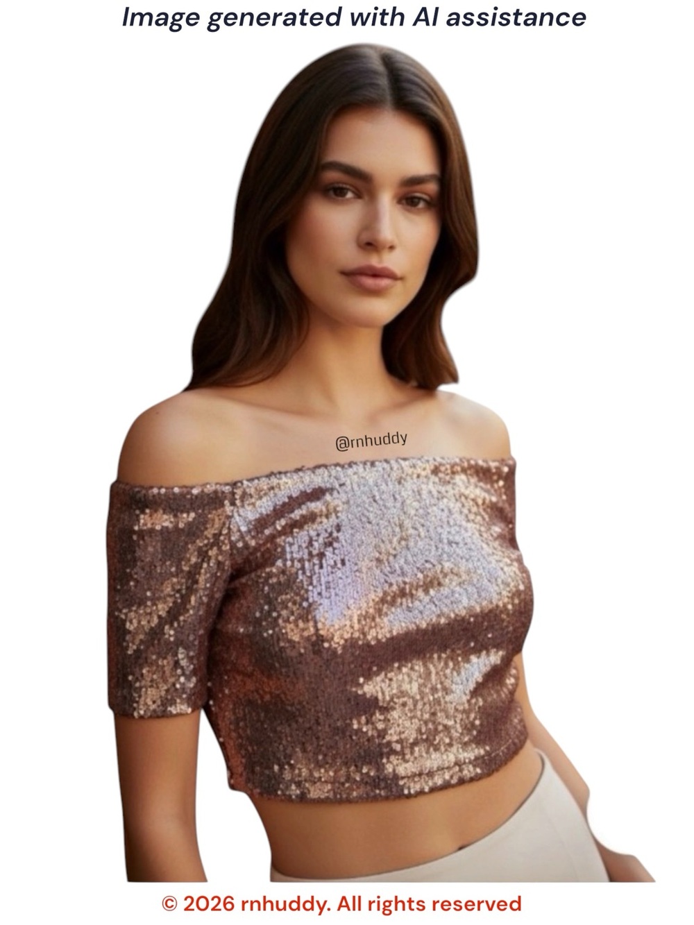 NWT Fanco M rose gold sequin off shoulder crop top